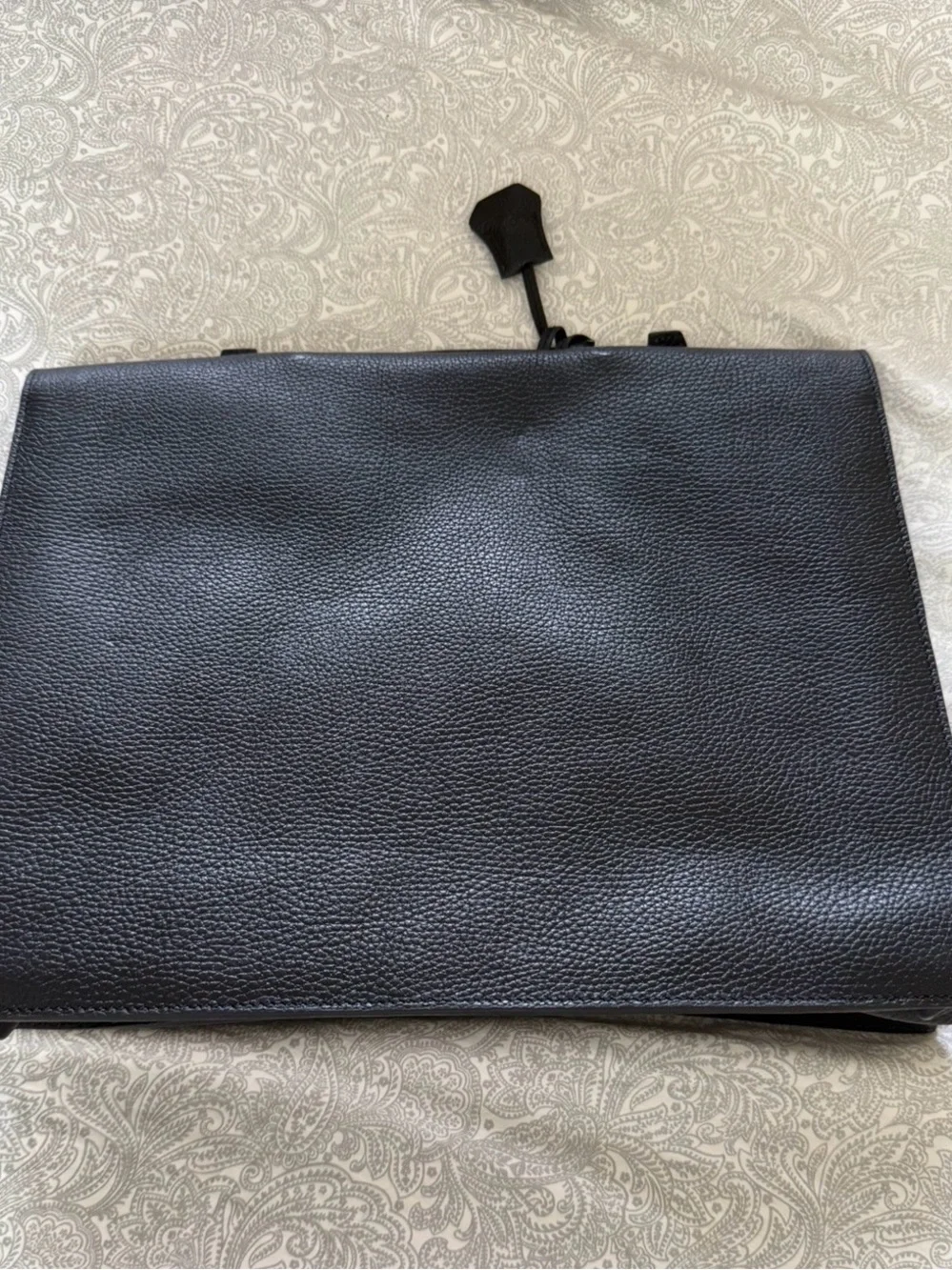 Black Leather Briefcase with Secure Metal Lock - Professional Carry